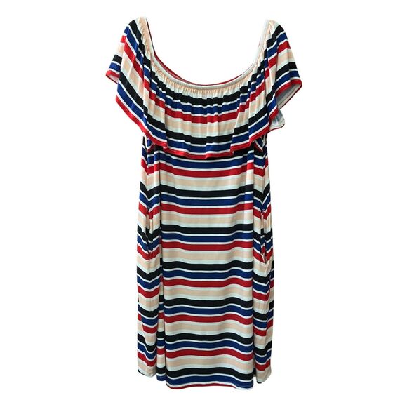 Lane Bryant colorful striped sleeveless mini shift dress - Picture 1 of 7